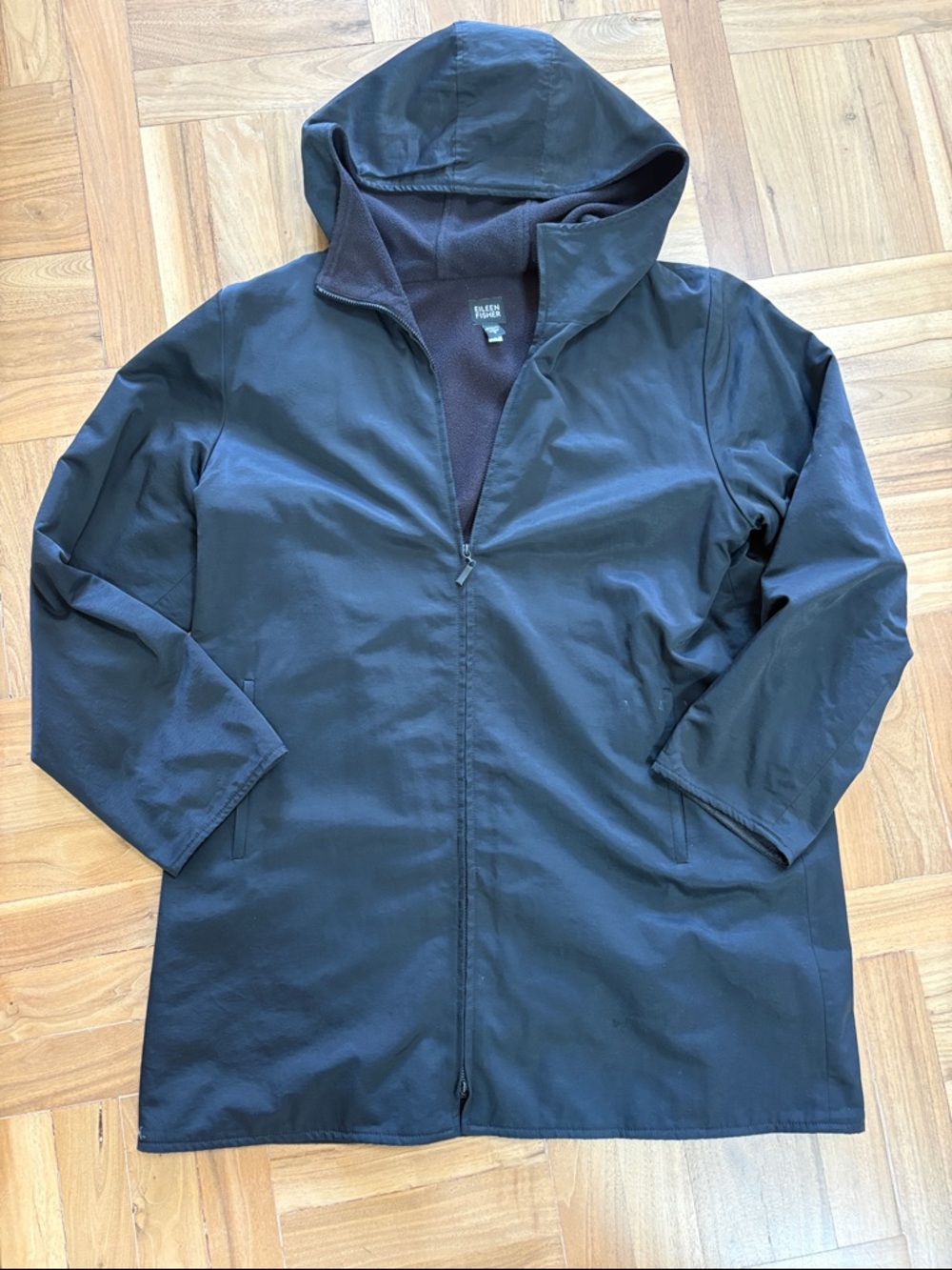 Women's Eileen Fisher Sz S Hooded Jacket Black